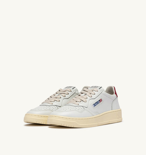 MEDALIST LOW SNEAKERS IN WHITE AND DEEP CLARET LEATHER