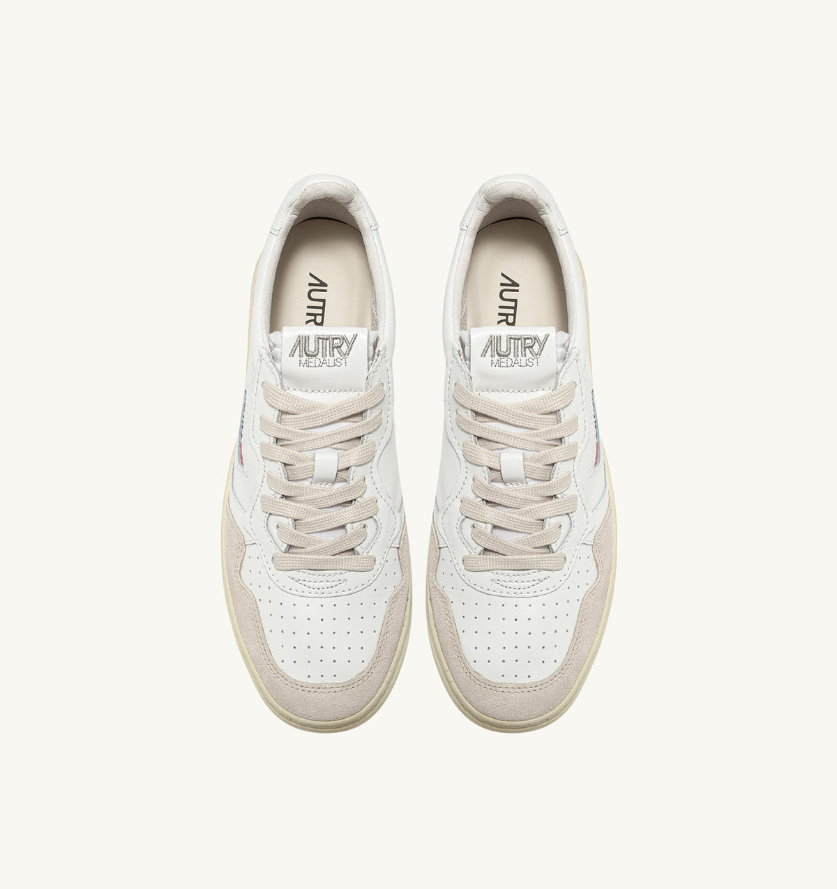 MEDALIST LOW SNEAKERS IN WHITE LEATHER AND BEIGE SUEDE