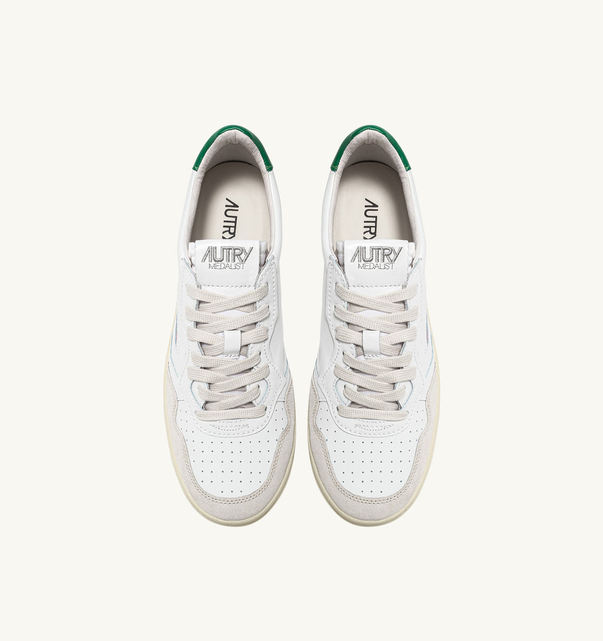 MEDALIST LOW SNEAKERS IN WHITE AND AMAZON LEATHER AND BEIGE SUEDE