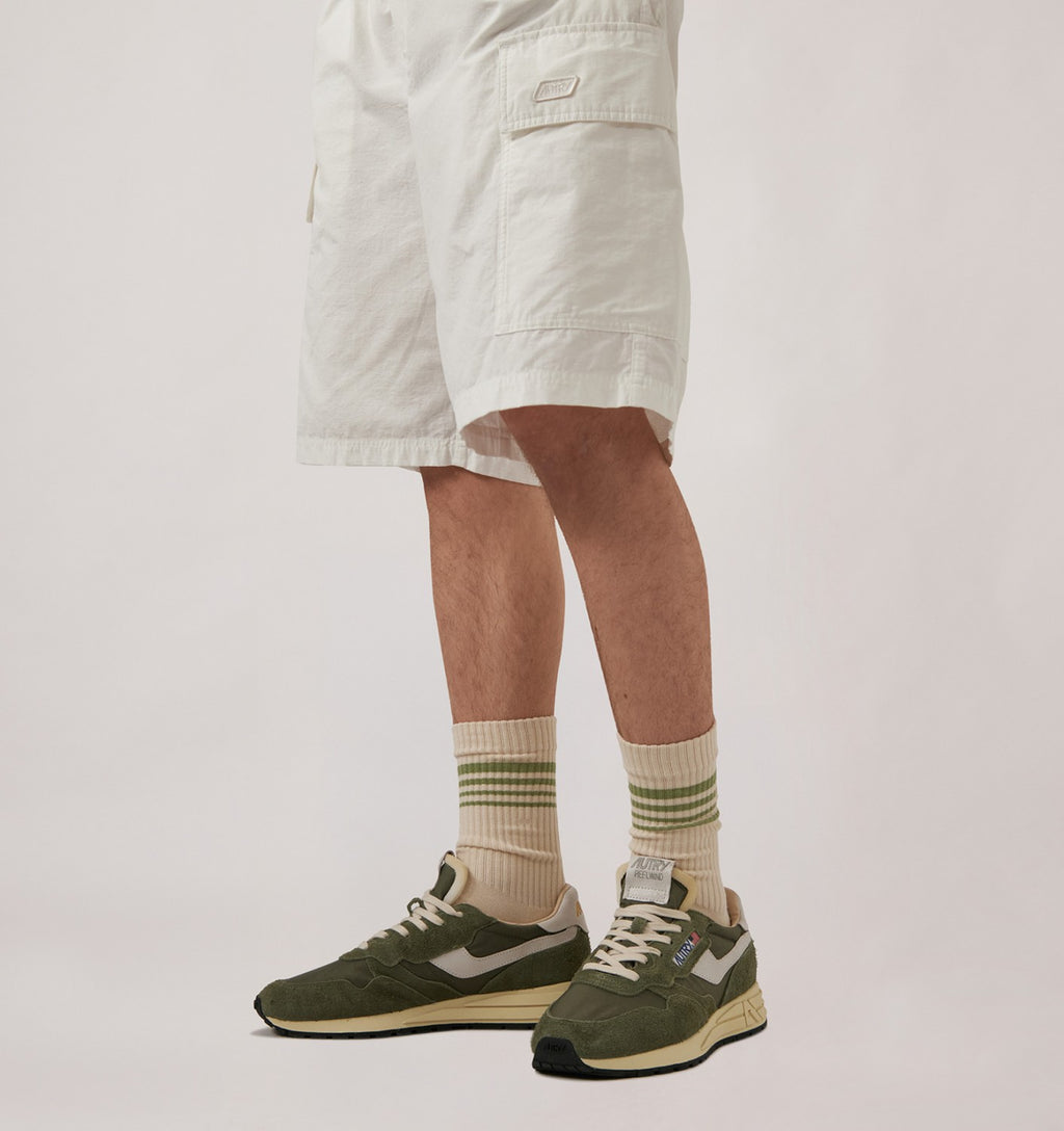 ZAPATILLAS BAJAS REELWIND EN NYLON Y ANTE BLANCO Y SALVIA