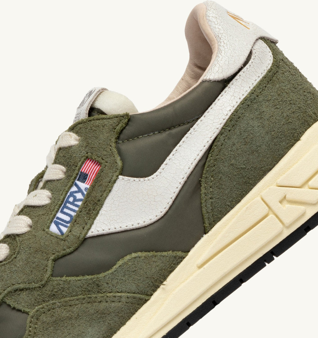 ZAPATILLAS BAJAS REELWIND EN NYLON Y ANTE BLANCO Y SALVIA