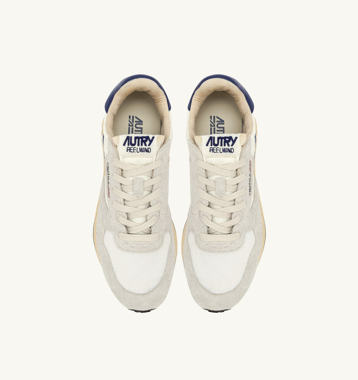 REELWIND LOW SNEAKERS IN WHITE AND LIMOGES NYLON AND SUEDE