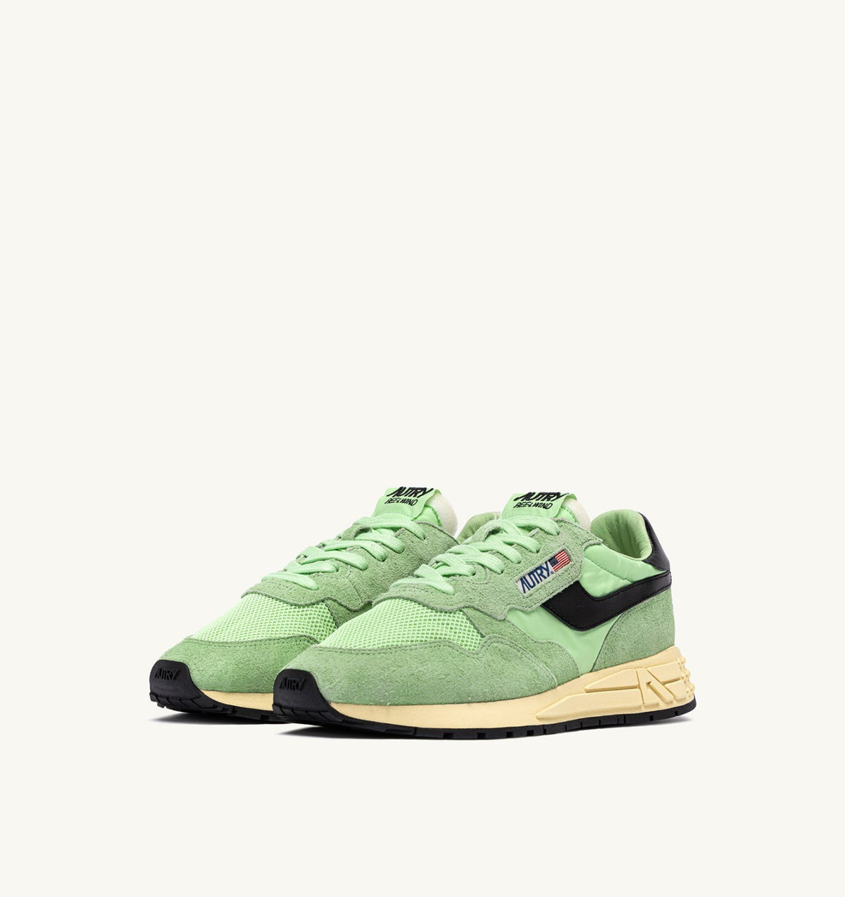 REELWIND LOW SNEAKERS IN PISTACHIO AND BLACK NYLON AND SUEDE