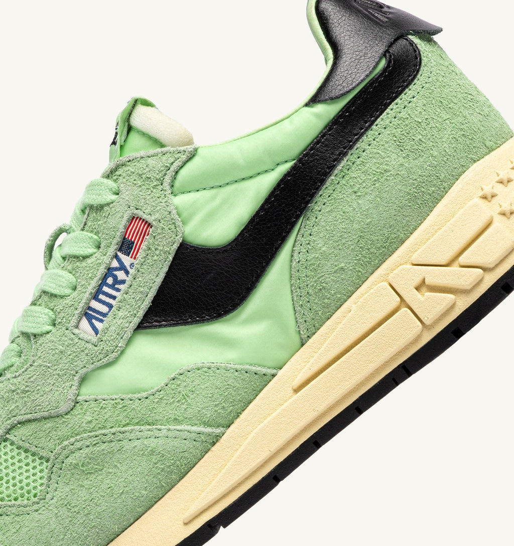 ZAPATILLAS BAJAS REELWIND EN NYLON Y ANTE PISTACHO Y NEGRO
