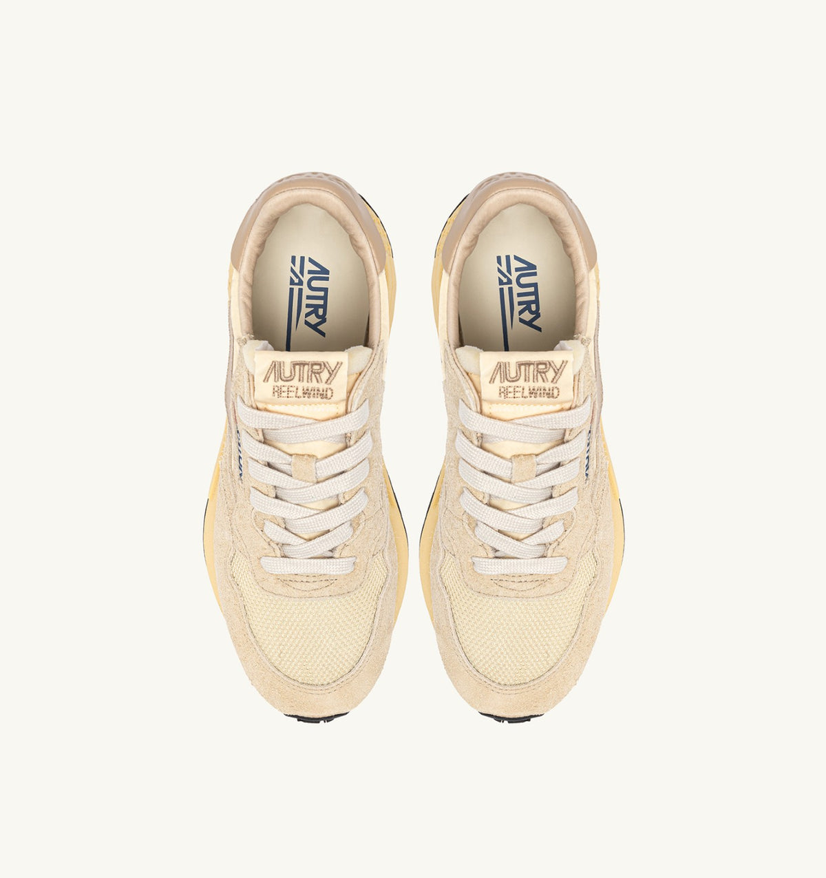 REELWIND LOW SNEAKERS IN ECRU AND WHITE PEPPER NYLON AND SUEDE