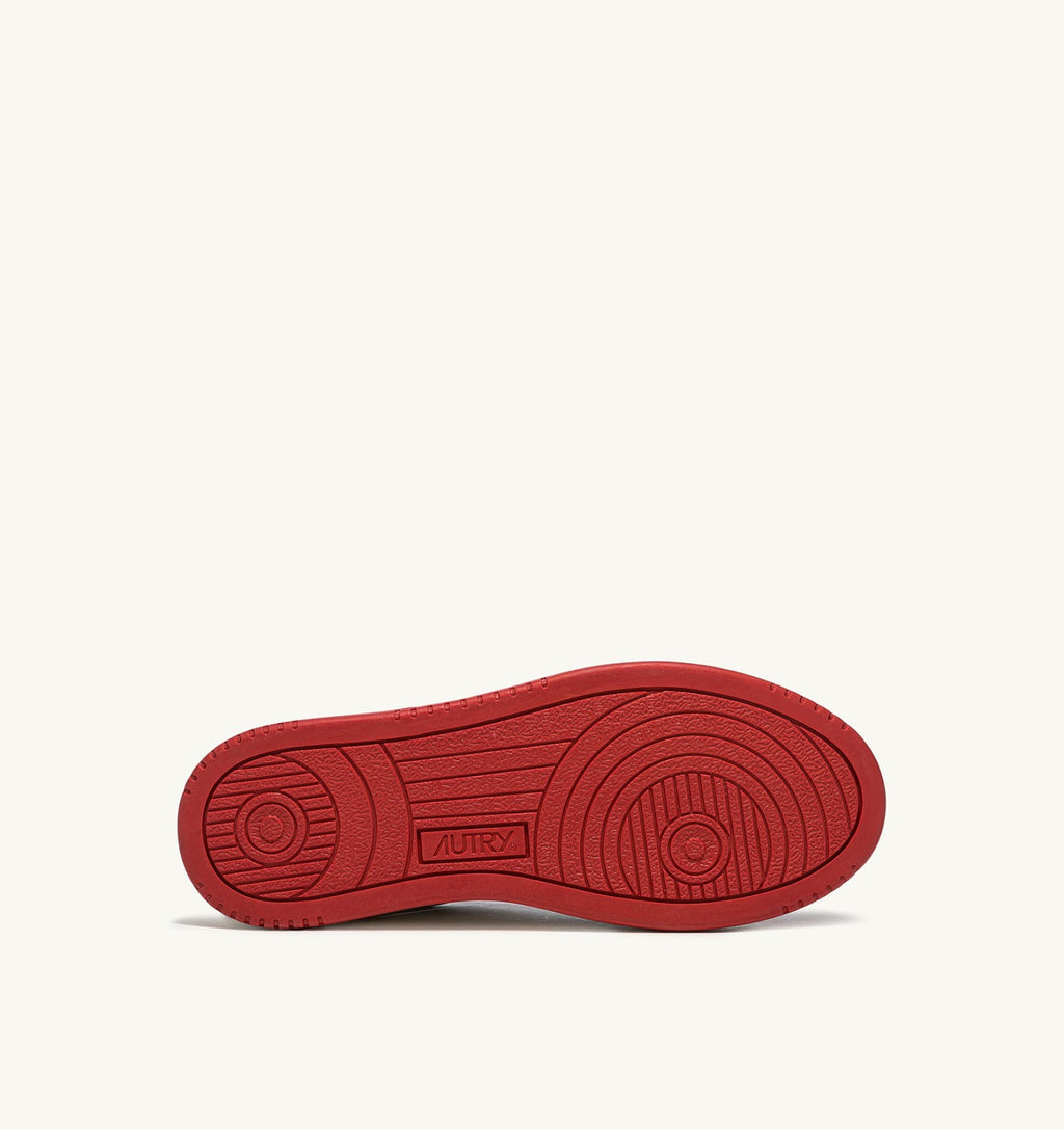 MEDALIST LOW BICOLOR SNEAKERS IN WHITE AND RED LEATHER