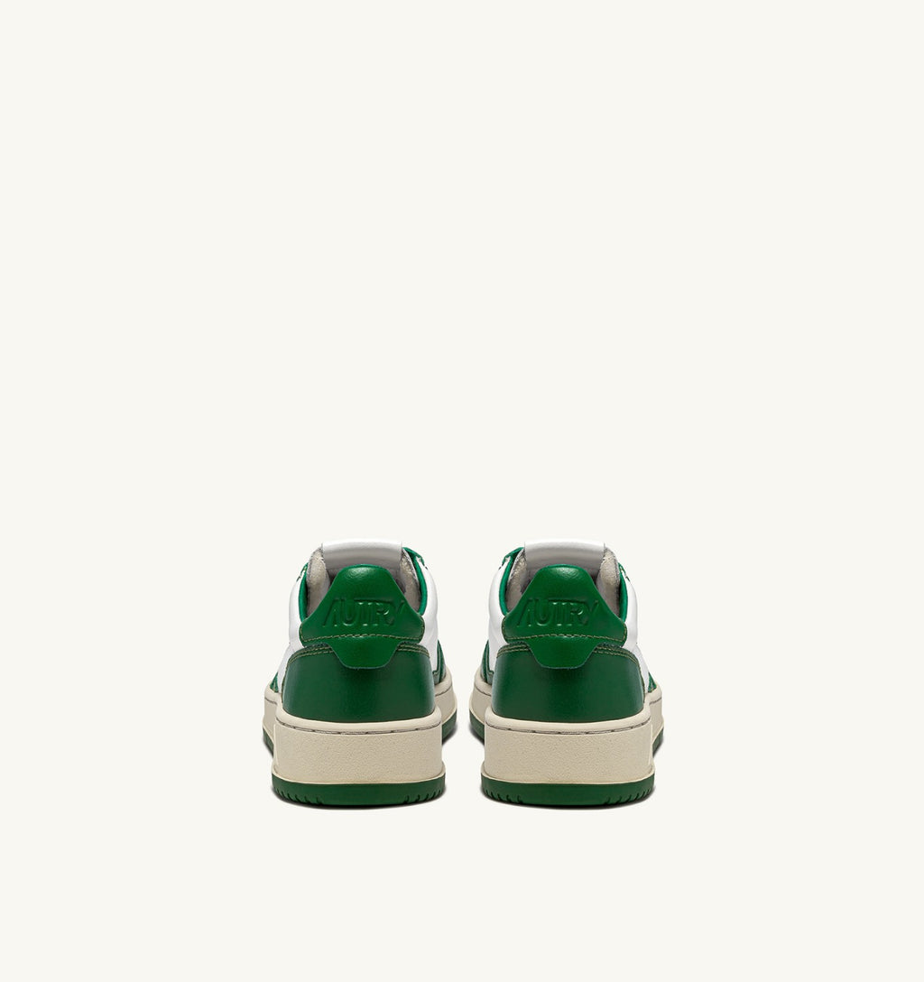 MEDALIST LOW BICOLOR SNEAKERS IN WHITE AND GREEN LEATHER
