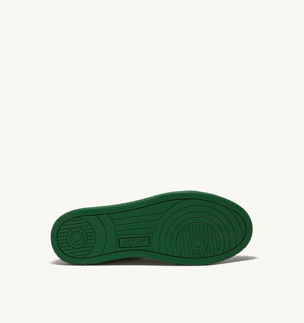 MEDALIST LOW BICOLOR SNEAKERS IN WHITE AND GREEN LEATHER