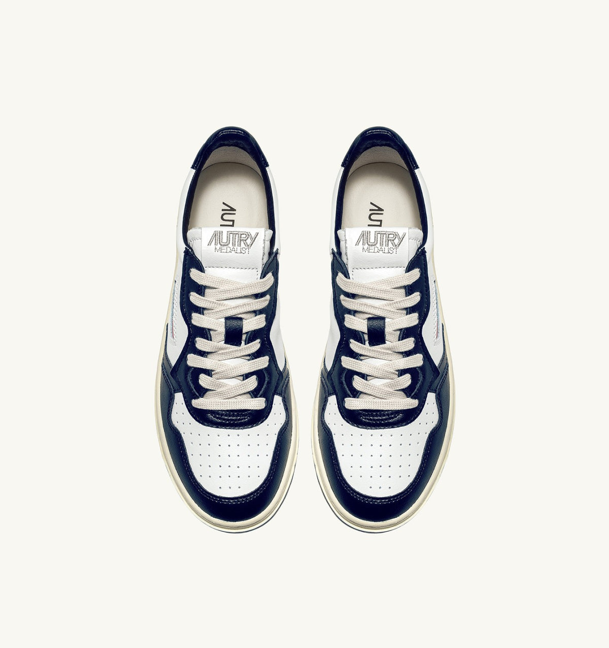 MEDALIST LOW BICOLOR SNEAKERS IN WHITE AND BLUE LEATHER