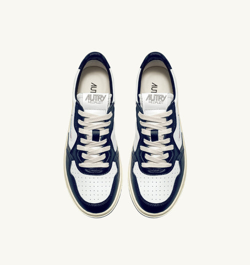 MEDALIST LOW BICOLOR SNEAKERS IN WHITE AND BLUE LEATHER