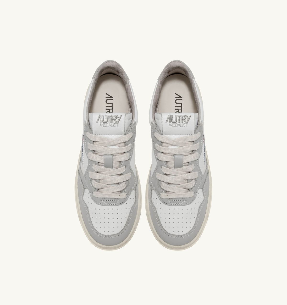 MEDALIST LOW BICOLOR SNEAKERS IN WHITE AND VAPOR LEATHER
