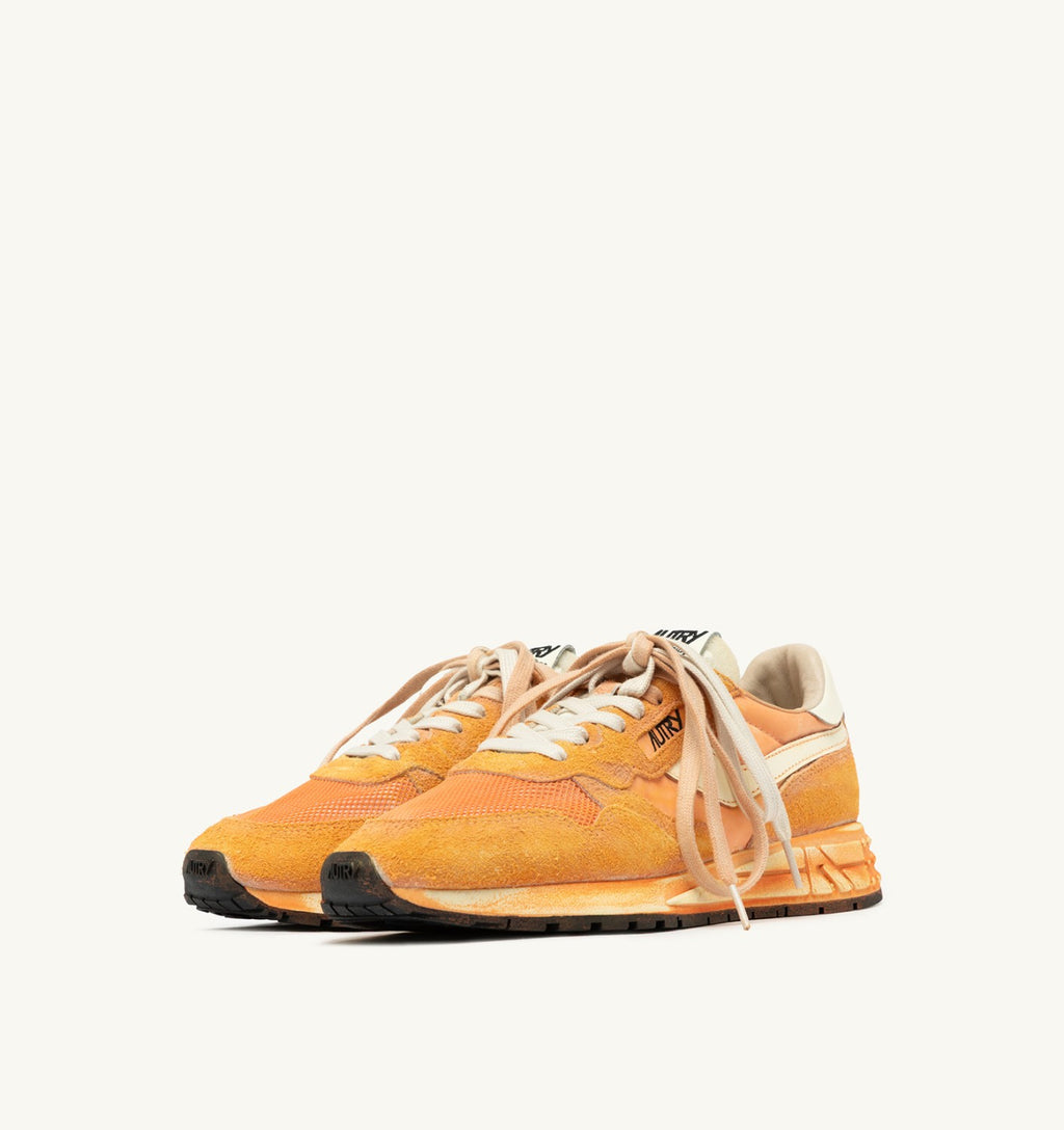REELWIND SUPER VINTAGE SNEAKERS IN WHITE AND ORANGE SUEDE AND NYLON