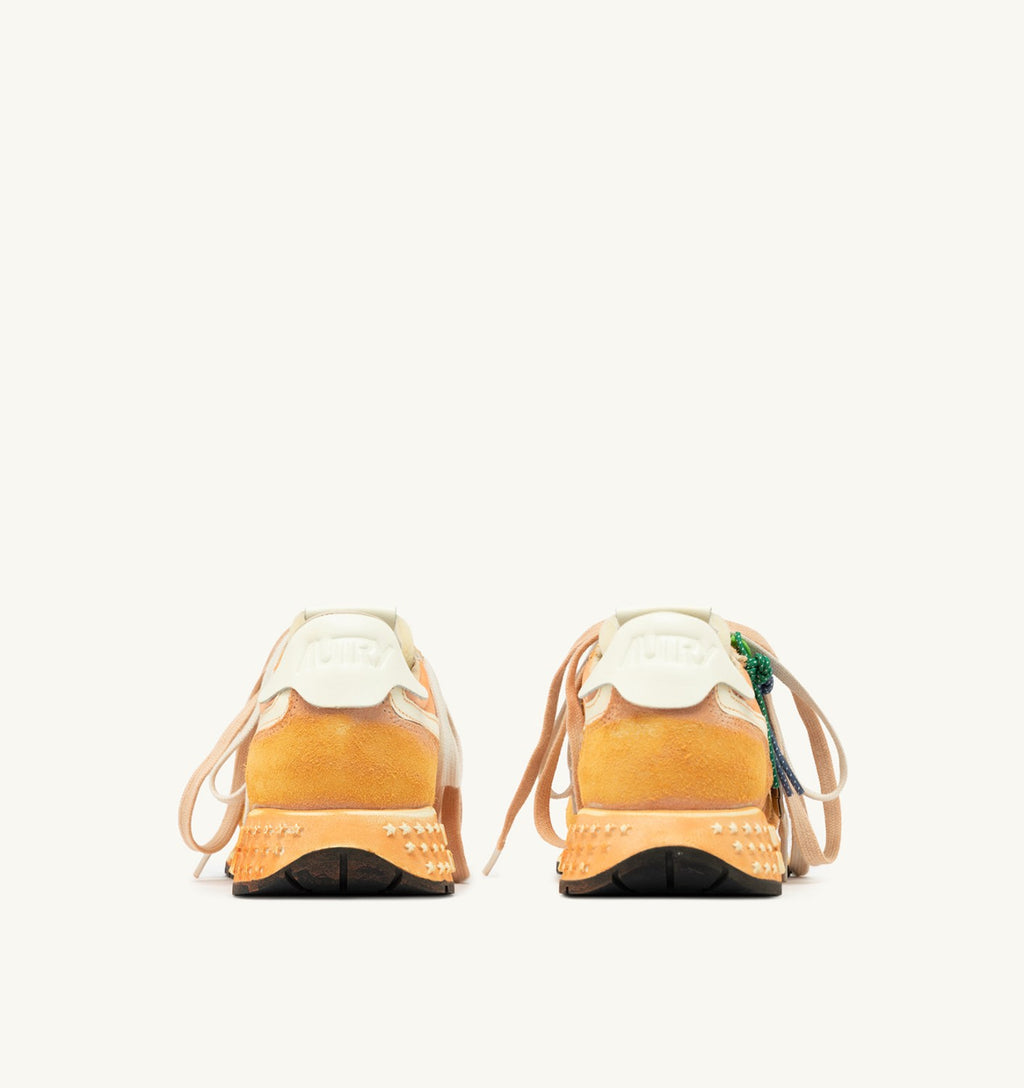 REELWIND SUPER VINTAGE SNEAKERS IN WHITE AND ORANGE SUEDE AND NYLON
