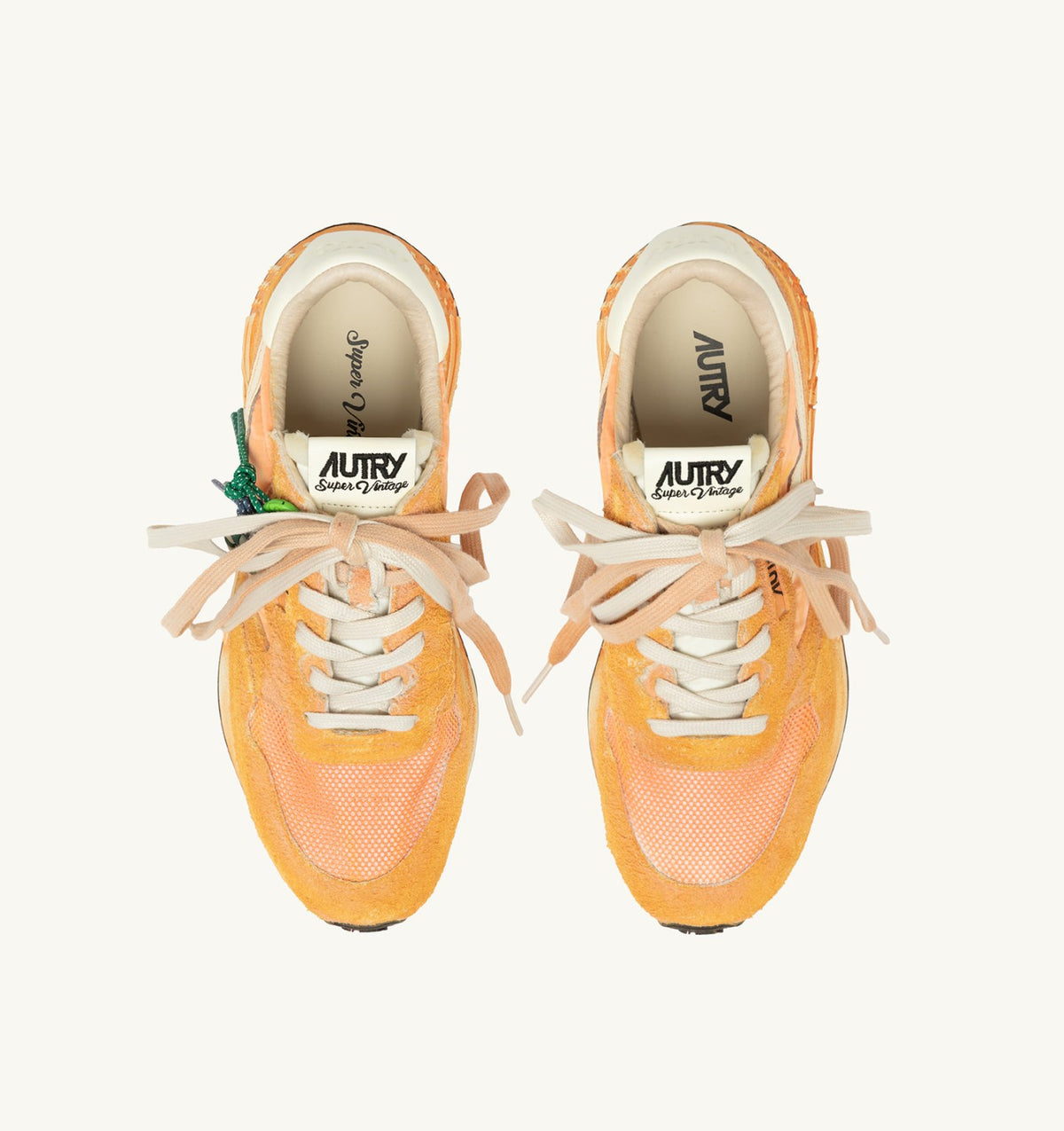 REELWIND SUPER VINTAGE SNEAKERS IN WHITE AND ORANGE SUEDE AND NYLON