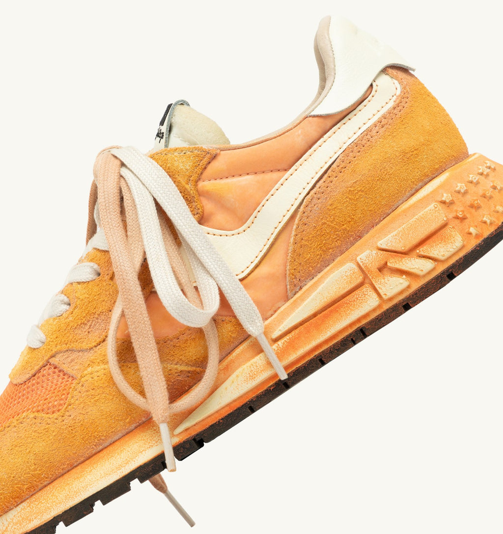 REELWIND SUPER VINTAGE SNEAKERS IN WHITE AND ORANGE SUEDE AND NYLON